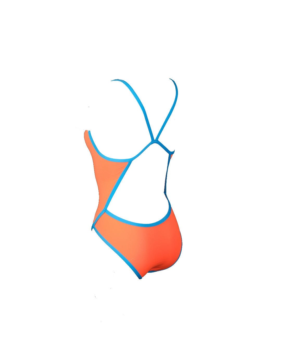Maillot de bain femme 1 pièce natation - PMR Classic Orange / Bleu Azur - Nouveau Coloris