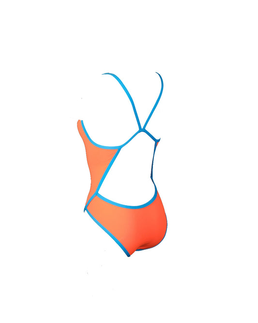 Maillot de bain femme 1 pièce natation - PMR Classic Orange / Bleu Azur - Nouveau Coloris