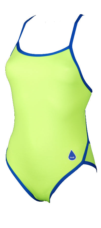 Maillot de bain femme 1 pièce natation - PMR Classic Jaune Fluo / Marine - Nouveau Coloris