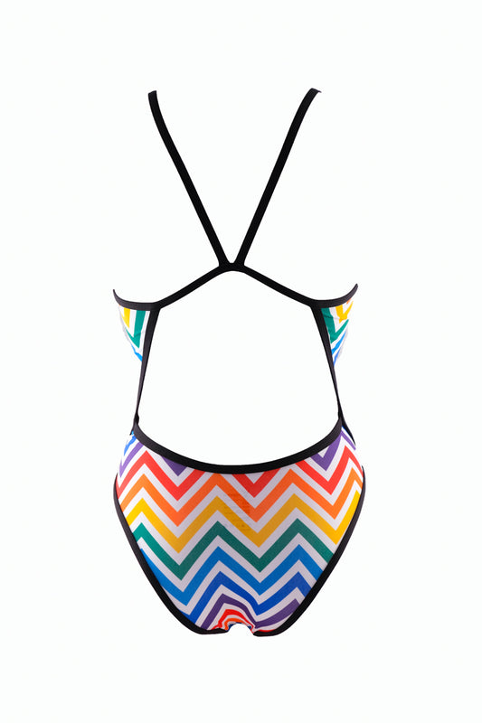 Maillot de bain femme 1 pièce - PMR Classic - imprimé Zigzag