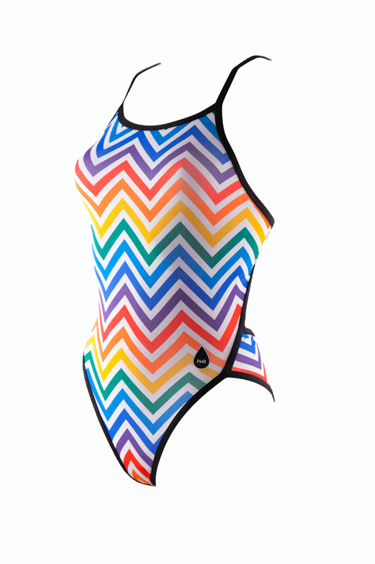 Maillot de bain femme 1 pièce - PMR Classic - imprimé Zigzag